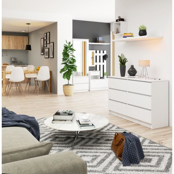 COMODA, PLACA LAMINATA, 6 SERTARE, ALB, 120X40X77 CM [2]