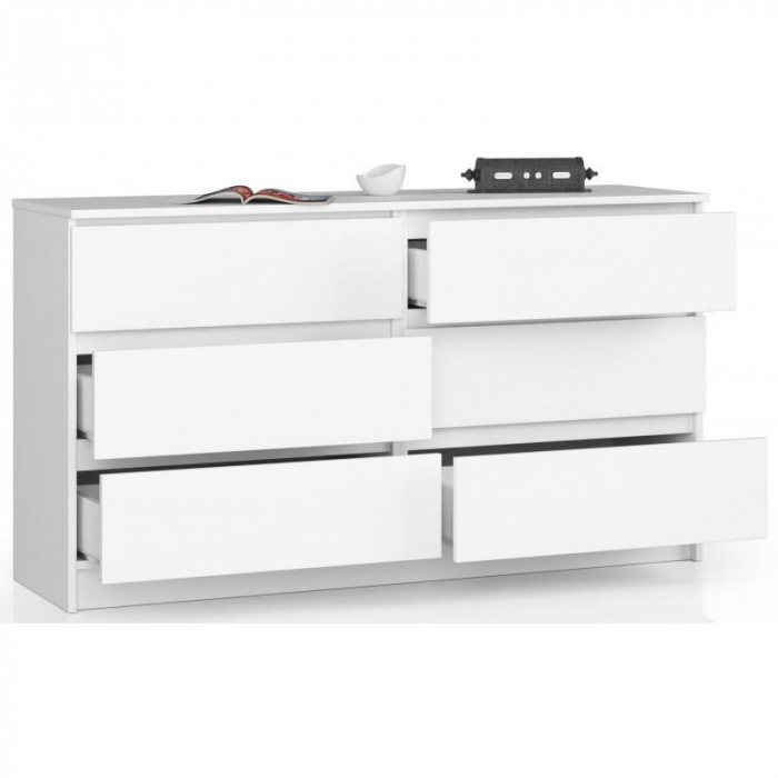 COMODA, PLACA LAMINATA, 6 SERTARE, ALB, 138X40X77 CM [4]