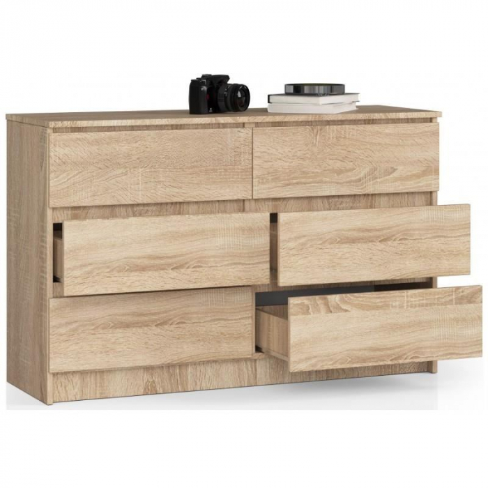 COMODA, PLACA LAMINATA, 6 SERTARE, STEJAR, 120X40X77 CM [4]