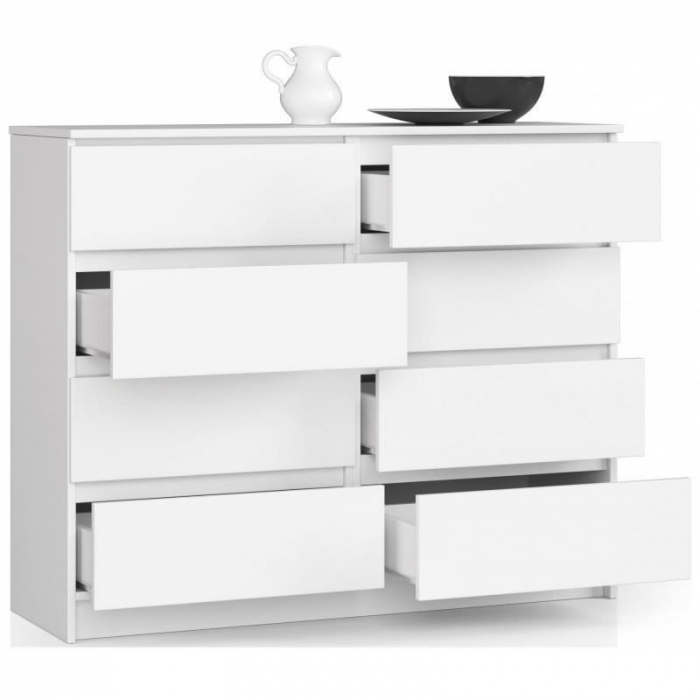 COMODA, PLACA LAMINATA, 8 SERTARE, ALB, 120X40X99 CM [6]