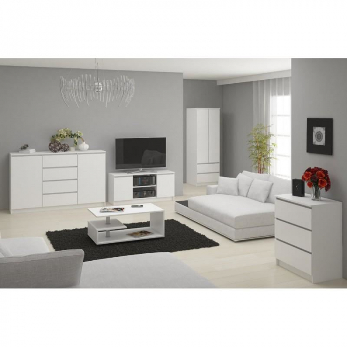 COMODA, PLACA LAMINATA, 8 SERTARE, ALB, 120X40X99 CM [3]