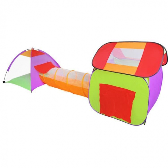 CORT DE JOACA PENTRU COPII, 3 IN 1, IGLOO SI CASUTA, CU TUNEL, 200 BILE, HUSA, 375X118X96 CM [8]