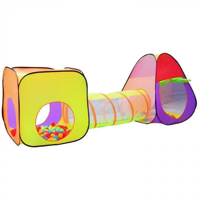 CORT DE JOACA PENTRU COPII, 3 IN 1, IGLOO SI CUB, CU TUNEL, 200 BILE, HUSA, 280X83X100 CM [7]