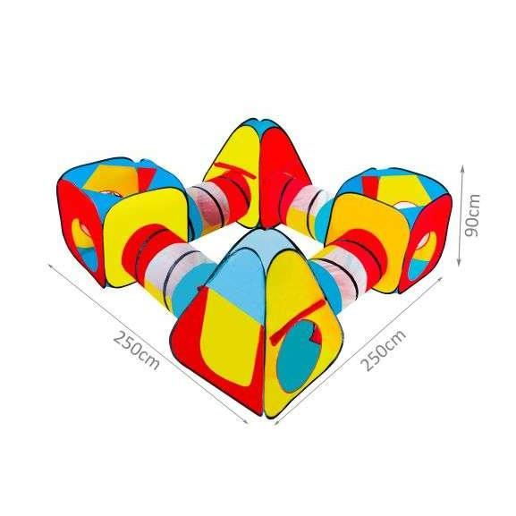 CORT DE JOACA PENTRU COPII, 8 IN 1, 2 IGLOO SI 2 CUBURI, CU 4 TUNELE, HUSA, 250X250X90 CM, MALATEC [3]