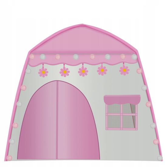 CORT DE JOACA PENTRU COPII, CU LAMPI ROTUNDE, ROZ SI ALB, 130X90X126 CM, KRUZZEL [1]