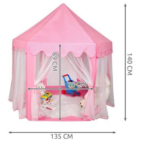 CORT DE JOACA PENTRU COPII, HEXAGONAL, CU PERDELE, ROZ, 135X135X140 CM [6]