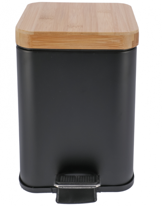 Cos de gunoi, 3L, negru/lemn [2]