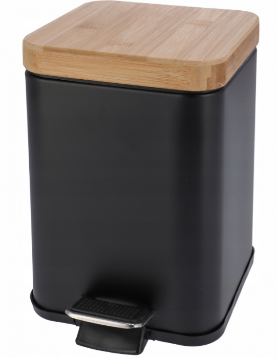 Cos de gunoi, 3L, negru/lemn [1]