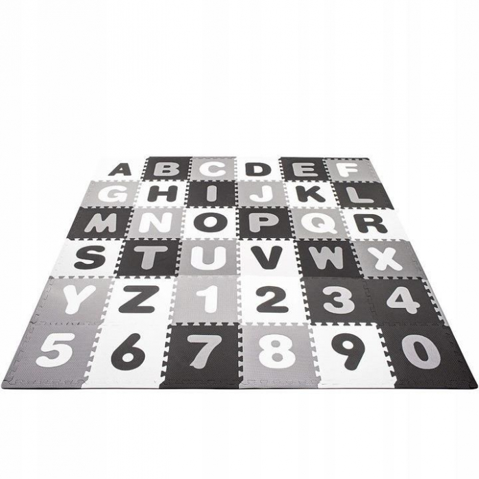 COVOR SPUMA PTR COPII, EVA GRI CU NEGRU, MODEL ALFABET SI NUMERE, 172X172X1CM, SPRINGOS [9]