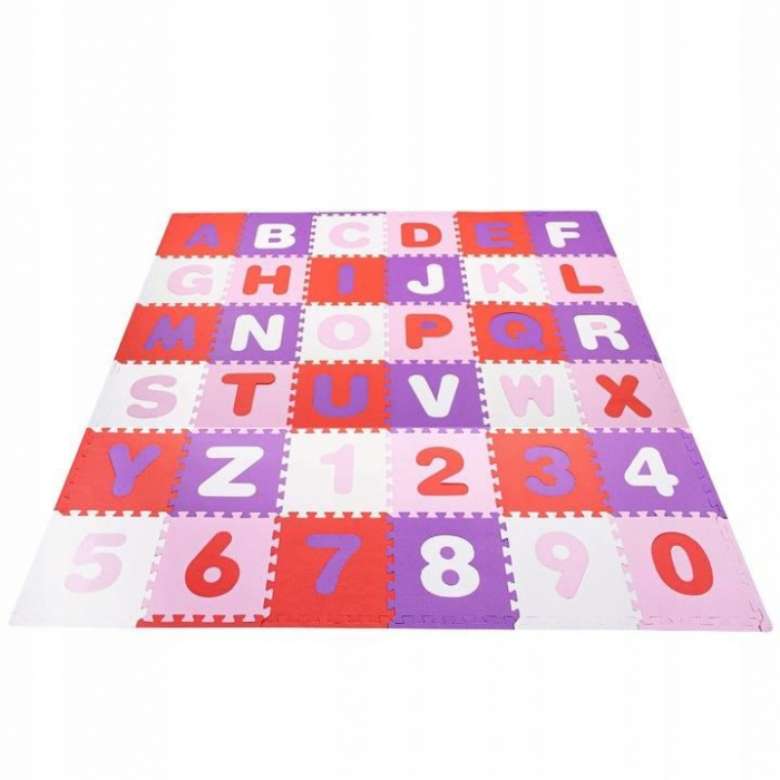 COVOR SPUMA PTR COPII, EVA ROZ CU MOV, MODEL ALFABET SI NUMERE, 172X172X1CM, SPRINGOS [7]