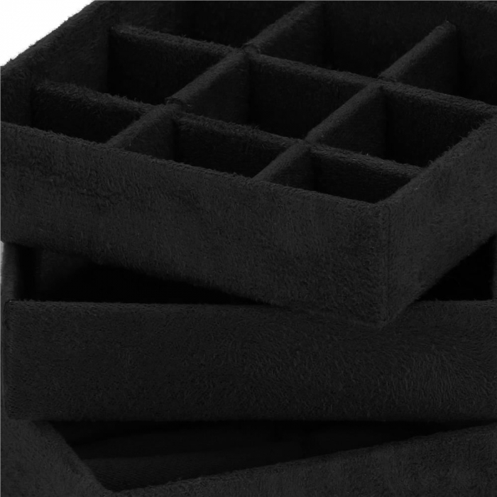 CUTIE PENTRU BIJUTERII, CATIFEA, NEGRU, 12X12X12 CM, SPRINGOS [17]