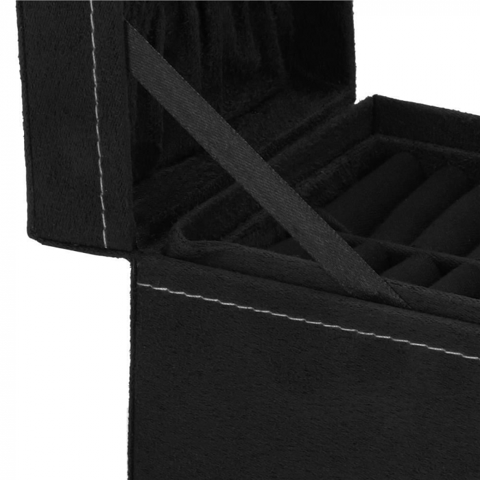 CUTIE PENTRU BIJUTERII, CATIFEA, NEGRU, 12X12X12 CM, SPRINGOS [18]