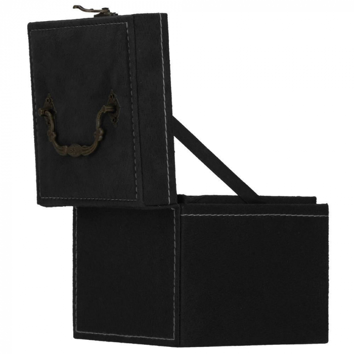 CUTIE PENTRU BIJUTERII, CATIFEA, NEGRU, 12X12X12 CM, SPRINGOS [26]