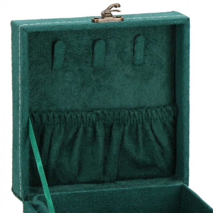 CUTIE PENTRU BIJUTERII, CATIFEA, VERDE, 12X12X12 CM, SPRINGOS [24]