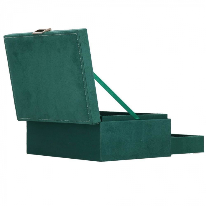 CUTIE PENTRU BIJUTERII, CATIFEA, VERDE, 27X19X10.5 CM, SPRINGOS [17]