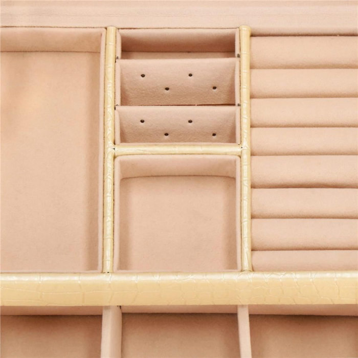 CUTIE PENTRU BIJUTERII, MDF, PIELE ECOLOGICA SI CATIFEA, CREM SI ROZ, CU OGLINDA, 17.5X14X12.5 CM, SPRINGOS [13]