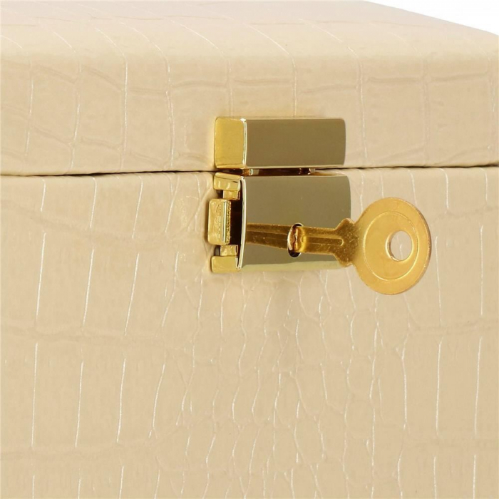 CUTIE PENTRU BIJUTERII, MDF, PIELE ECOLOGICA SI CATIFEA, CREM SI ROZ, CU OGLINDA, 17.5X14X12.5 CM, SPRINGOS [28]