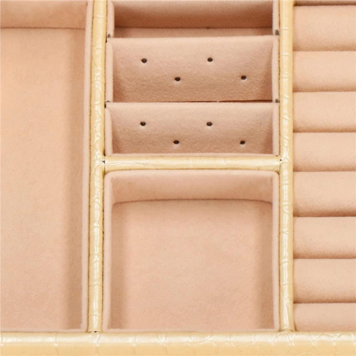 CUTIE PENTRU BIJUTERII, MDF, PIELE ECOLOGICA SI CATIFEA, CREM SI ROZ, CU OGLINDA, 17.5X14X12.5 CM, SPRINGOS [24]