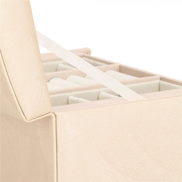 CUTIE PENTRU BIJUTERII, MDF SI PIELE, CREM, CU OGLINDA, 18X14X13.5 CM, SPRINGOS [25]