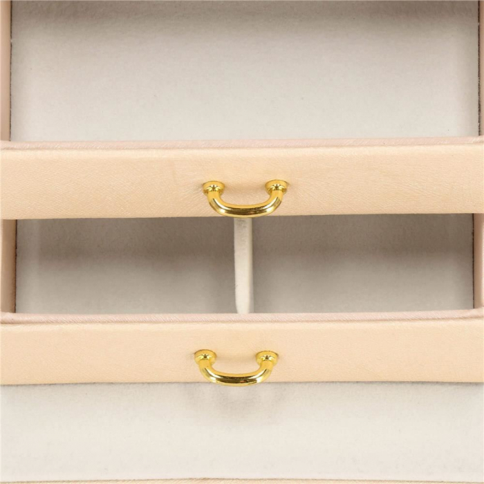 CUTIE PENTRU BIJUTERII, MDF SI PIELE, CREM, CU OGLINDA, 18X14X13.5 CM, SPRINGOS [20]