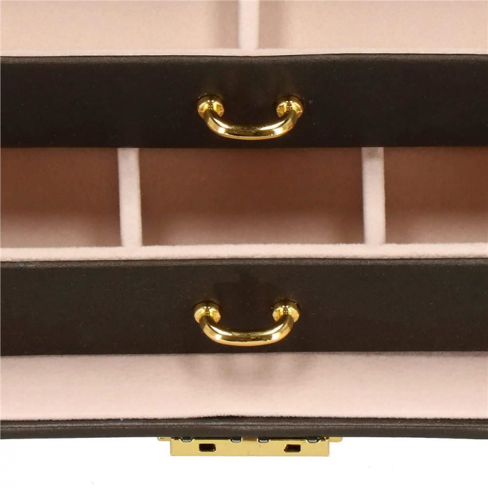 CUTIE PENTRU BIJUTERII, MDF SI PIELE, MARO INCHIS SI ROZ, CU OGLINDA, 17.5X14X12.5 CM, SPRINGOS [14]