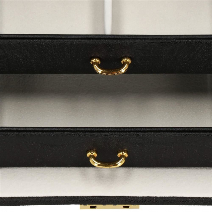 CUTIE PENTRU BIJUTERII, MDF SI PIELE, NEGRU SI CREM, CU OGLINDA, 18X14X13.5 CM, SPRINGOS [6]