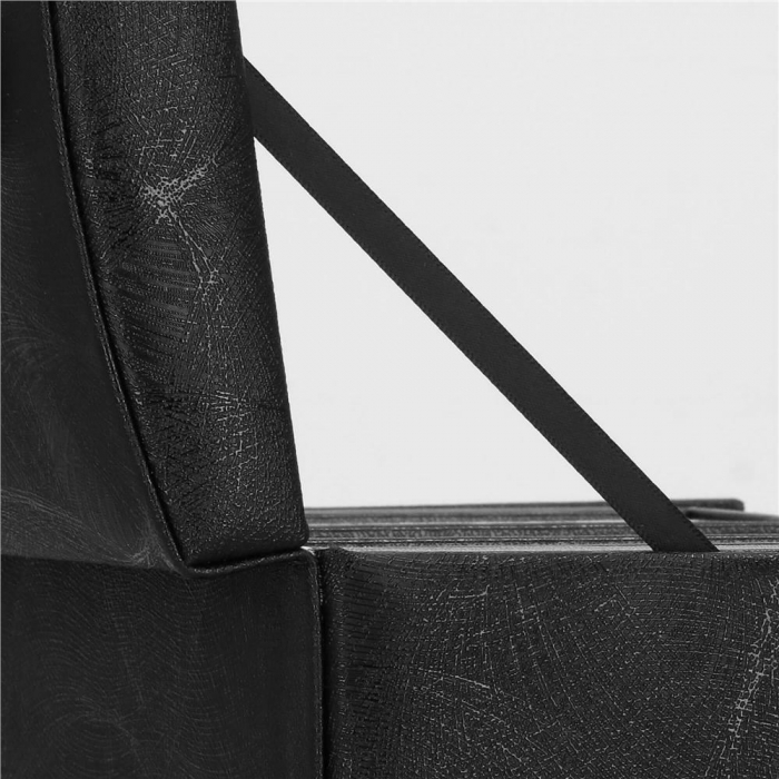 CUTIE PENTRU BIJUTERII, MDF SI PIELE, NEGRU SI CREM, CU OGLINDA, 18X14X13.5 CM, SPRINGOS [10]