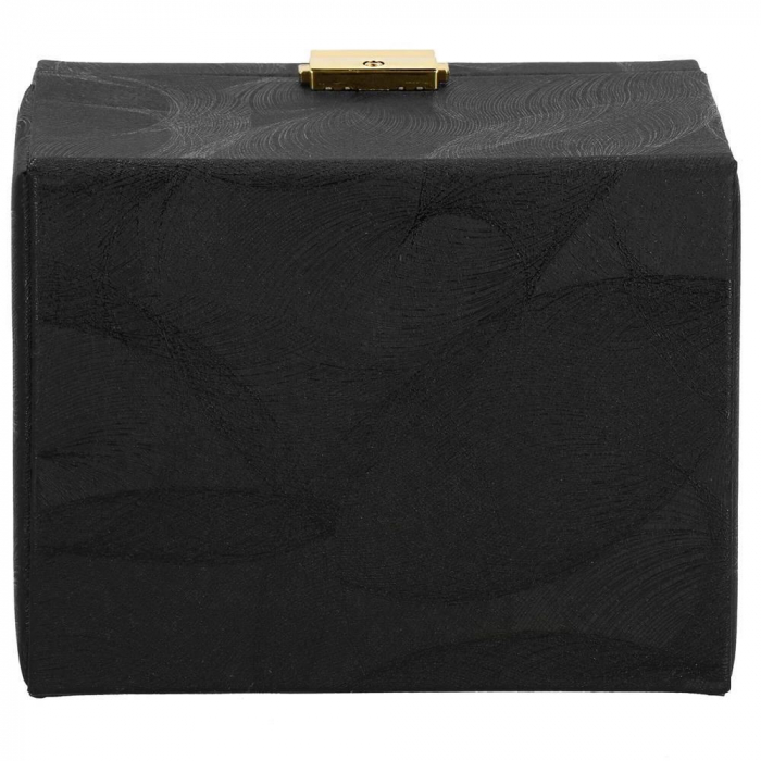 CUTIE PENTRU BIJUTERII, MDF SI PIELE, NEGRU SI CREM, CU OGLINDA, 18X14X13.5 CM, SPRINGOS [11]