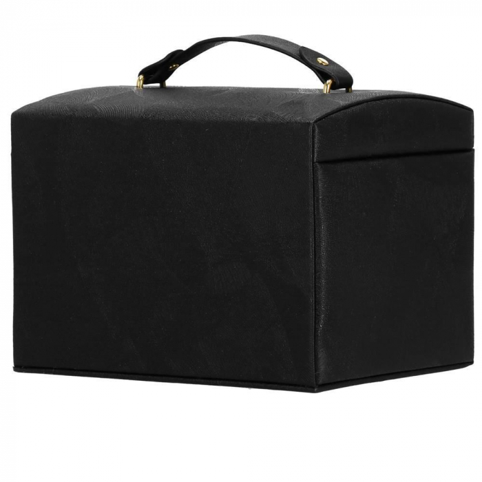 CUTIE PENTRU BIJUTERII, MDF SI PIELE, NEGRU SI CREM, CU OGLINDA, 18X14X13.5 CM, SPRINGOS [4]