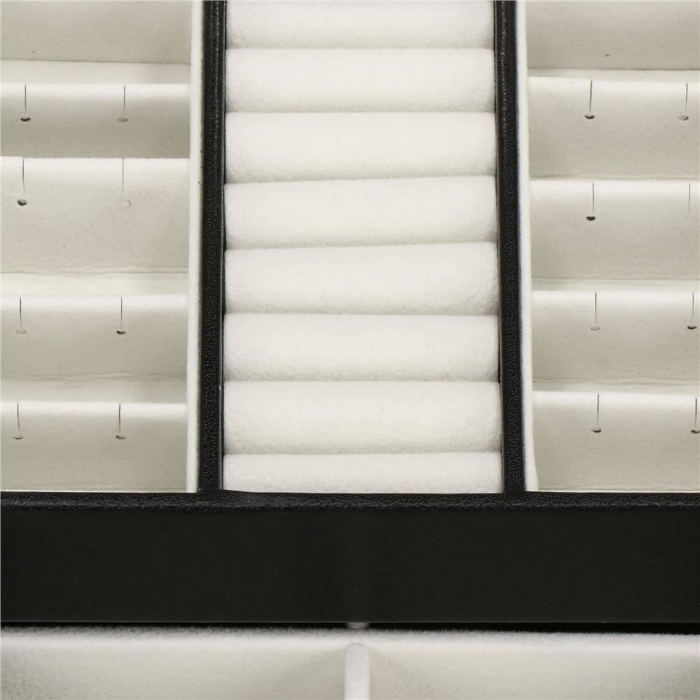 CUTIE PENTRU BIJUTERII, MDF SI PIELE, NEGRU SI CREM, CU OGLINDA, 18X14X13.5 CM, SPRINGOS [5]