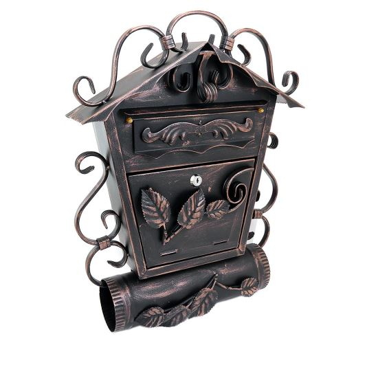 CUTIE POSTALA, CU LOC PENTRU ZIAR OBLIC, ELEMENTE FORJATE, CUPRU, FORMAT B5, 38X12.5X51.5 CM, DAMECH [1]