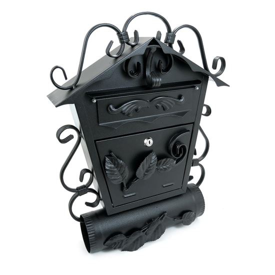 CUTIE POSTALA, CU LOC PENTRU ZIAR OBLIC, ELEMENTE FORJATE, NEGRU, FORMAT B5, 38X12.5X51.5 CM, DAMECH [1]