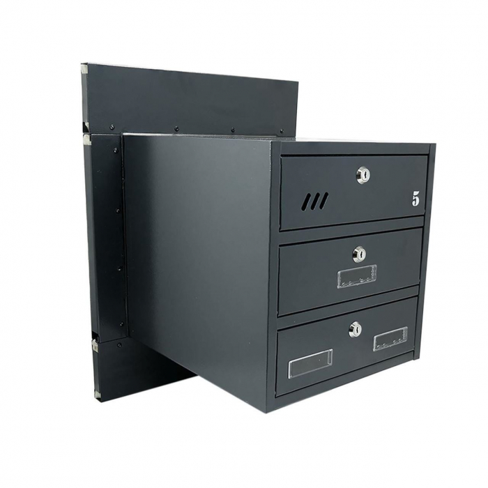 CUTIE POSTALA, MULTIFAMILIE, CU CADRU/RAMA, ANTRACIT, 3 MODULE, 40X36X52 CM, DAMECH [2]