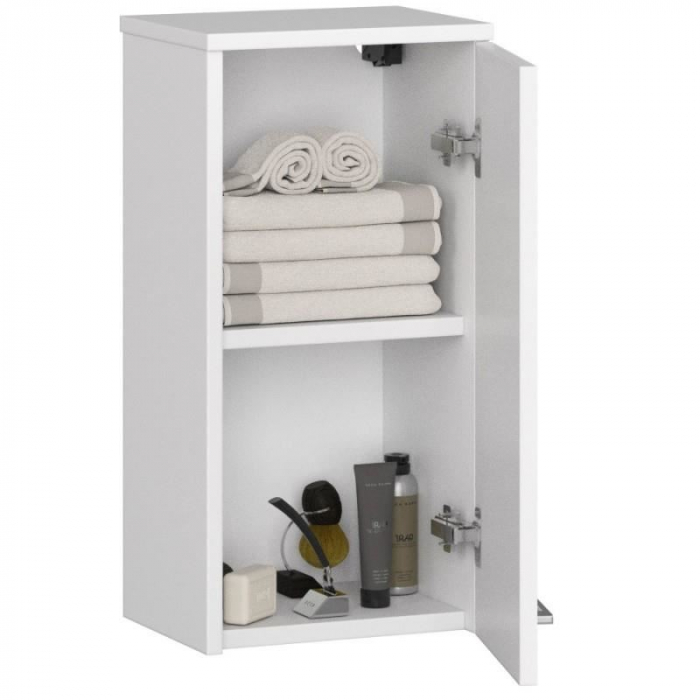 DULAP BAIE, SUSPENDAT, PLACA LAMINATA, 2 RAFTURI, 1 USA, ALB, 30X22.5X60 CM [4]
