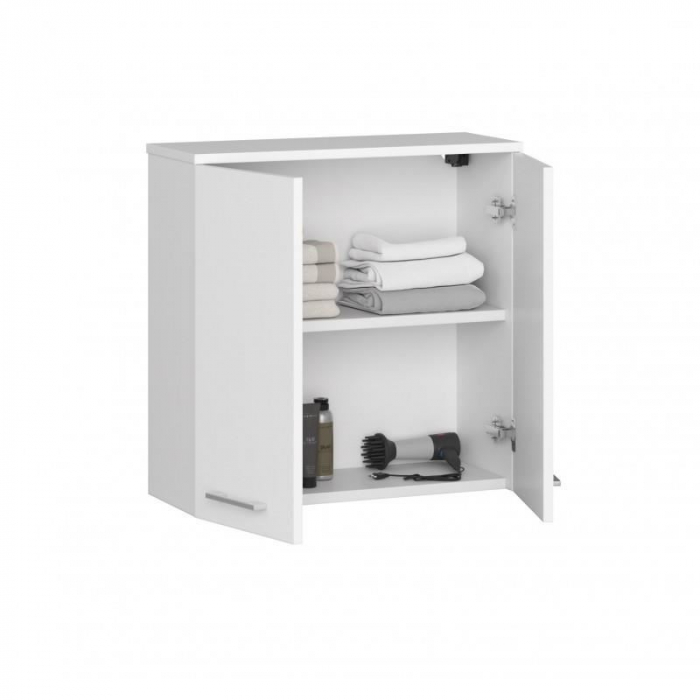 DULAP BAIE, SUSPENDAT, PLACA LAMINATA, 2 RAFTURI, 2 USI, ALB, 60X22.5X60 CM [3]