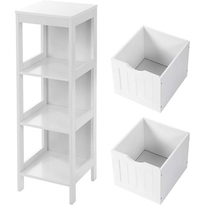DULAP BAIE, VASAGLE, PLACA MDF, 1 RAFT, 2 SERTARE, ALB, 30X30X89 CM [4]
