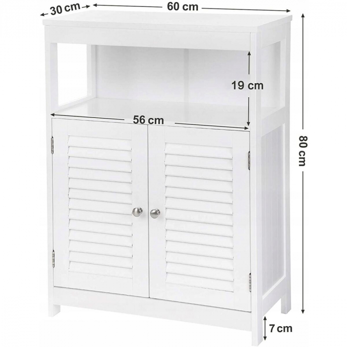 DULAP BAIE, VASAGLE, PLACA MDF, 3 RAFTURI, 2 USI, ALB, 60X30X80 CM [4]