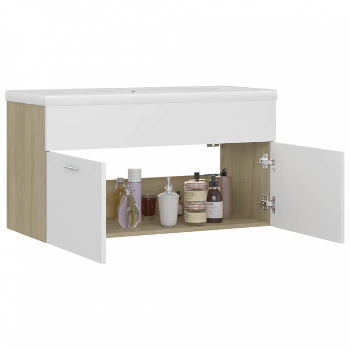 DULAP CU CHIUVETA INCORPORATA, ALB SI SONOMA, 90 X 38.5 X 46 CM [4]