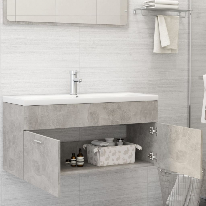 DULAP CU CHIUVETA INCORPORATA, GRI BETON, 100 X 38.5 X 46 CM [3]