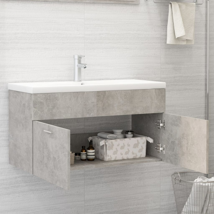 DULAP CU CHIUVETA INCORPORATA, GRI BETON, 90 X 38.5 X 46 CM [3]