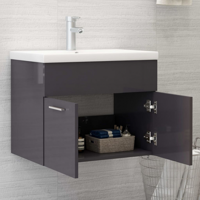 DULAP CU CHIUVETA INCORPORATA, GRI LUCIOS, 60 X 38.5 X 46 CM [3]
