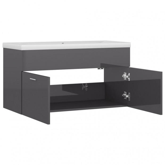 DULAP CU CHIUVETA INCORPORATA, GRI LUCIOS, 90 X 38.5 X 46 CM [5]