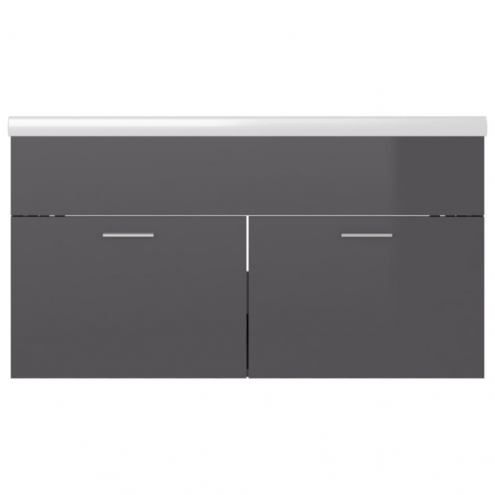 DULAP CU CHIUVETA INCORPORATA, GRI LUCIOS, 90 X 38.5 X 46 CM [7]