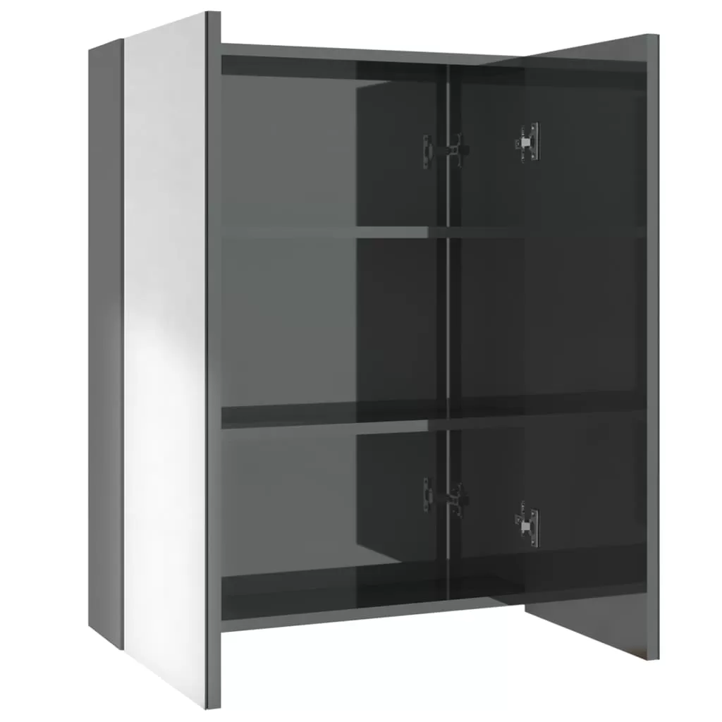 DULAP DE BAIE CU OGLINDA, CENUSIU STRĂLUCITOR [2]