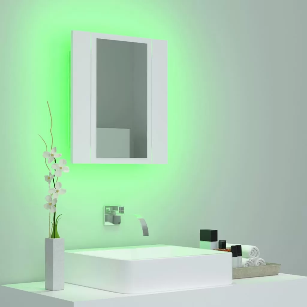 DULAP DE BAIE CU OGLINDA & LED, ALB [4]