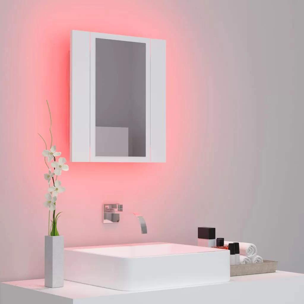 DULAP DE BAIE CU OGLINDA & LED, ALB [5]