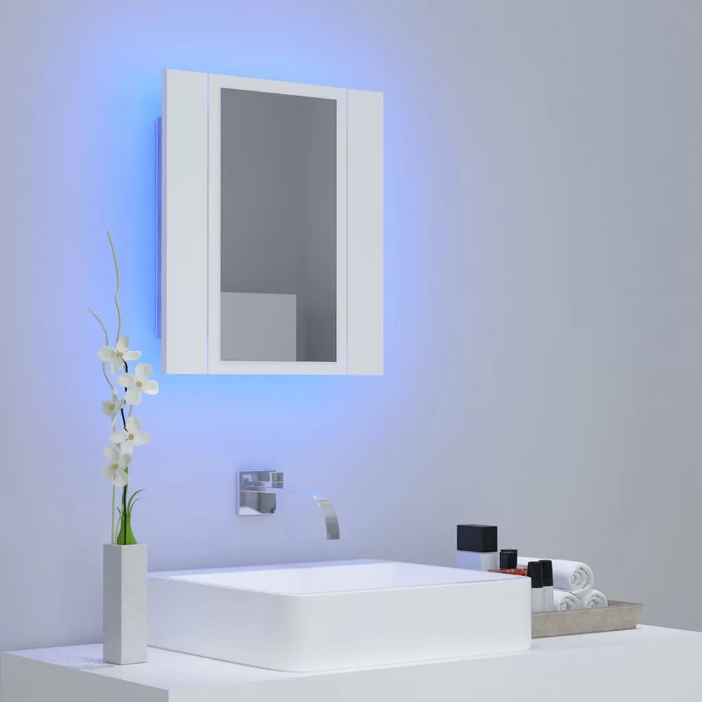 DULAP DE BAIE CU OGLINDA & LED, ALB [3]