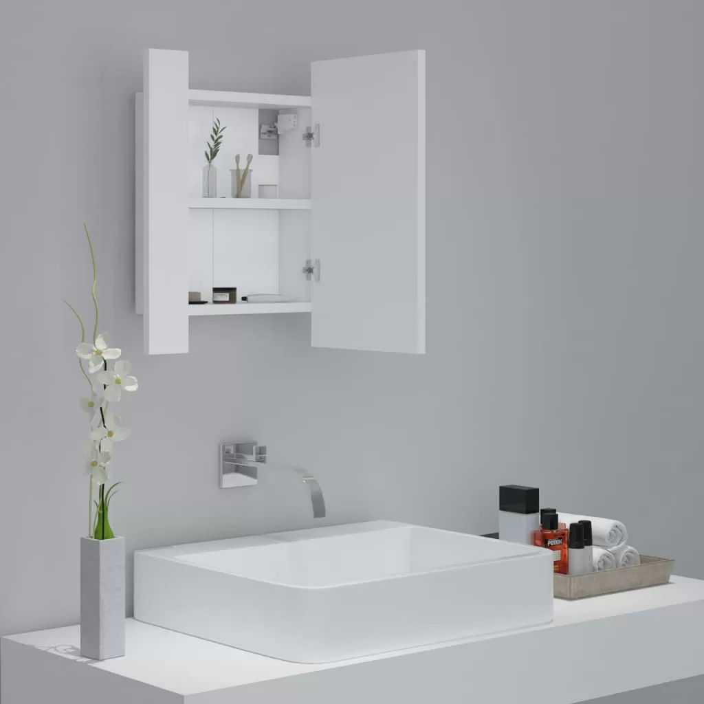 DULAP DE BAIE CU OGLINDA & LED, ALB [6]