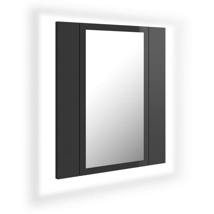 DULAP DE BAIE CU OGLINDA & LED, GRI LUCIOS [2]