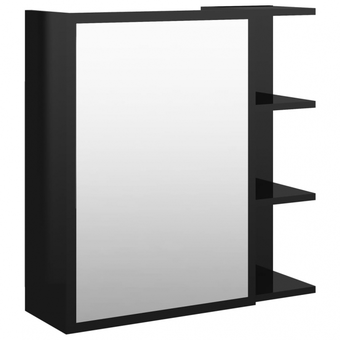 DULAP DE BAIE CU OGLINDA NEGRU EXTRALUCIOS 62.5X20.5X64 CM PAL, NEGRU LUCIOS [2]